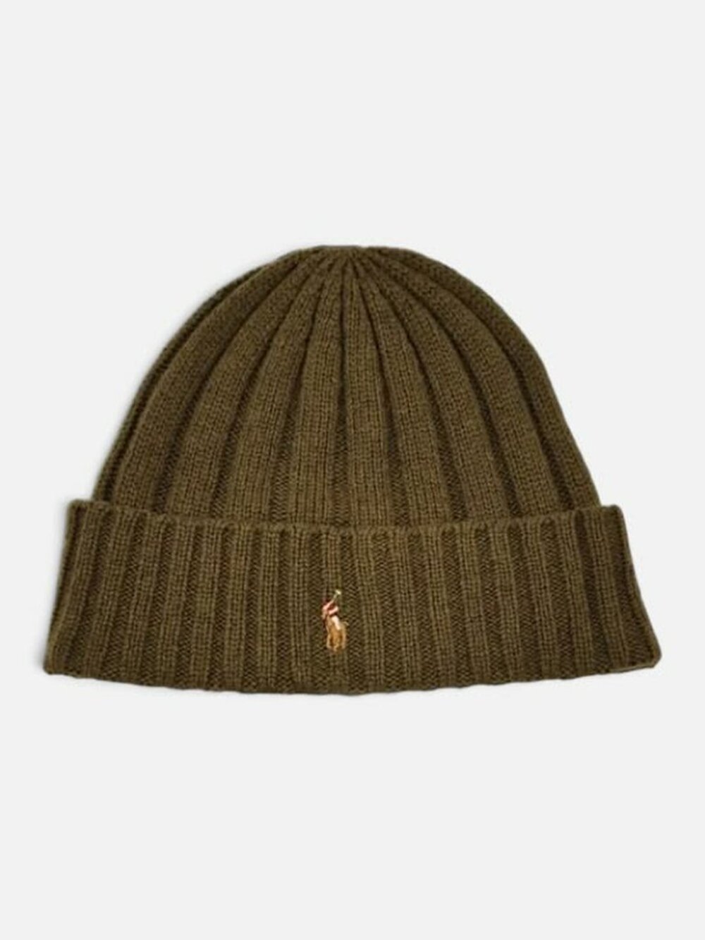 Polo Ralph Lauren Ribbed Cuff Beanie Olive Green Wool Blend NWT